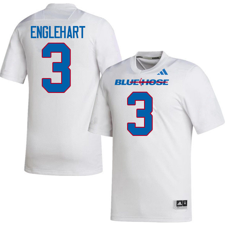 Presbyterian Blue Hose #3 Ty Englehart College Football Jerseys,Uniforms-White